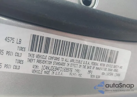 2015 Jeep Compass High Altitude Edition from USA, damaged, VIN 1C4NJDEB4FD169976